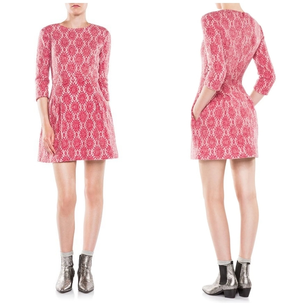 Maje Red Ronda dress size L (3)